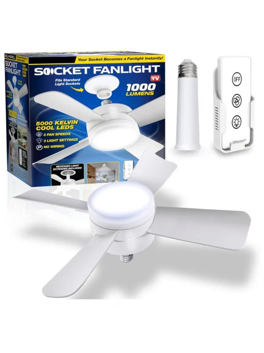 30W Ceiling Fan Led Light E27 Socket Fan With Smart Remote Control 1000Lm 5000K Bulb Fan Lamp For Bedroom Living Room